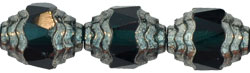 Antique Style Faceted 10 x 8mm - Oval Silver : Teal
