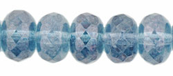Gem-Cut Rondelle 11 x 7mmmm : Luster - Transparent Blue