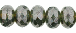 Gem-Cut Rondelle 11 x 7mmmm : Luster - Transparent Green
