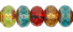 Gem-Cut Rondelle 11 x 7mmmm : Multi Color - Picasso