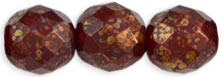 Fire-Polish 12mm - Short Hank : Ruby - Bronze Picasso (48pcs)