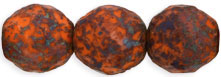 Fire-Polish 12mm - Short Hank : Opaque Orange - Stone Picasso (48pcs)