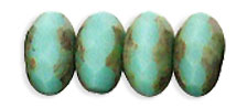 Gem-Cut Rondelle 7 x 3mm : Opaque Turquoise - Picasso