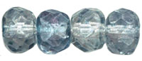Gem-Cut Rondelle 6 x 4mm : Luster - Transparent Blue
