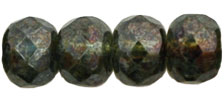 Gem-Cut Rondelle 6 x 4mm : Luster - Transparent Green