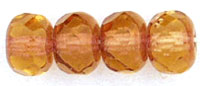 Gem-Cut Rondelle 6 x 4mm : Copper - Lt Topaz