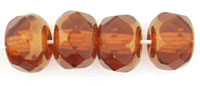 Gem-Cut Rondelle 6 x 4mm : Copper - Dk Topaz