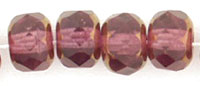Gem-Cut Rondelle 6 x 4mm : Copper - Amethyst