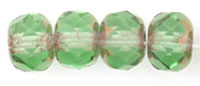 Gem-Cut Rondelle 6 x 4mm : Copper - Peridot
