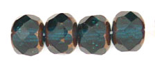 Gem-Cut Rondelle 6 x 4mm : Copper - Emerald