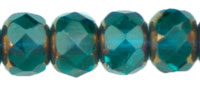 Gem-Cut Rondelle 6 x 4mm : Copper - Teal