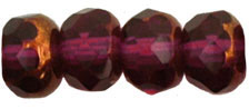 Gem-Cut Rondelle 6 x 4mm : Copper - Fuchsia