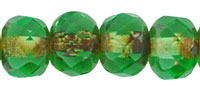 Gem-Cut Rondelle 6 x 4mm : Peridot - Picasso