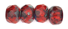 Gem-Cut Rondelle 6 x 4mm : Hyacinth - Picasso