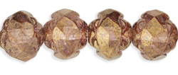 Small Rosebud Fire-Polish 6 x 5mm : Luster - Transparent Gold/Smokey Topaz