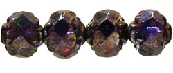 Small Rosebud Fire-Polish 6 x 5mm : Tanzanite - Bronze Picasso