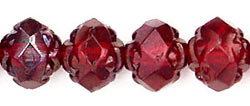 Small Rosebud Fire-Polish 6 x 5mm : Siam Ruby - Vega