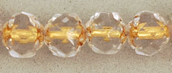 Small Rosebud Fire-Polish 6 x 5mm : Crystal - Gold-Lined
