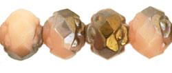 Small Rosebud Fire-Polish 6 x 5mm : Hematitie Luster - Soft Peach Opal