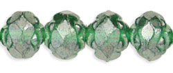 Small Rosebud Fire-Polish 6 x 5mm : Luster - Emerald