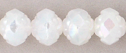 Small Rosebud Fire-Polish 6 x 5mm : Luster Iris - Milky White