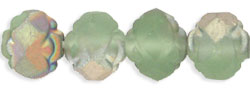 Small Rosebud Fire-Polish 6 x 5mm : Matte - Peridot - Vitral