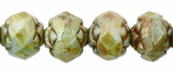 Small Rosebud Fire-Polish 6 x 5mm : Luster - Opaque Green