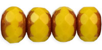 Gem-Cut Rondelle 7 x 5mm : Copper - Opaque Yellow