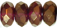 Gem-Cut Rondelle 7 x 5mm : Fuchsia - Bronze Vega