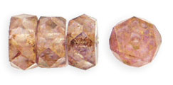 Fire-Polish 6 x 3mm - Rondelle : Luster - Transparent Topaz/Pink