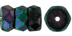 Fire-Polish 6 x 3mm - Rondelle : Iris - Jet