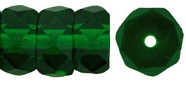 Fire-Polish 6 x 3mm - Rondelle : Green Emerald