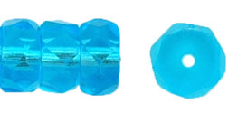 Fire-Polish 6 x 3mm - Rondelle : Aquamarine