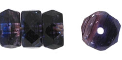 Fire-Polish 6 x 3mm - Rondelle : HurriCane Glass - Crystal/Sapphire/Amethyst