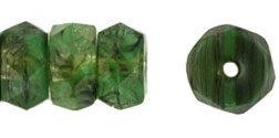 Fire-Polish 6 x 3mm - Rondelle : Hurricane Glass - Milky Green/Jet