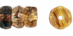 Fire-Polish 6 x 3mm - Rondelle : HurriCane Glass - Jonquil/Crystal/Amethyst
