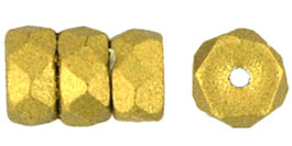 Fire-Polish 6 x 3mm - Rondelle : Matte - Metallic Aztec Gold