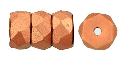 Fire-Polish 6 x 3mm - Rondelle : Matte - Metallic Copper