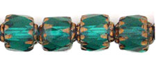 Antique Style Octagonal 6mm - Bronze : Emerald