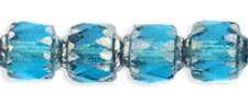 Antique Style Octagonal 6mm - Silver : Aquamarine