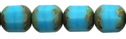 Antique Style Octagonal 6mm : Opaque Baby Blue - Picasso