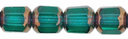 Antique Style Octagonal 6mm - Bronze (smooth) : Emerald