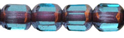 Antique Style Octagonal 6mm - Bronze (smooth) : Aquamarine
