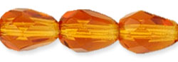 Fire-Polish 7 x 5mm - Teardrop : Dk Topaz