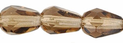 Fire-Polish 7 x 5mm - Teardrop : Smoky Topaz