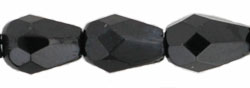 Fire-Polish 7 x 5mm - Teardrop : Jet