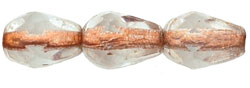 Fire-Polish 7 x 5mm - Teardrop : Crystal - Copper-Lined