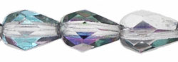 Fire-Polish 7 x 5mm - Teardrop : Silver/Blue/Purple