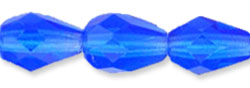 Fire-Polish 7 x 5mm - Teardrop : Sapphire