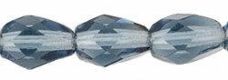 Fire-Polish 7 x 5mm - Teardrop : Montana Blue